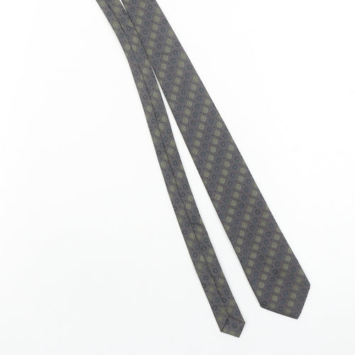 Folkespeare Mens Grey Geometric Polyester Tie Made in Britain