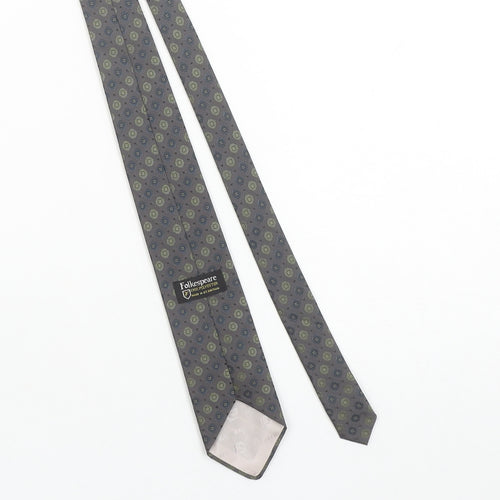 Folkespeare Mens Grey Geometric Polyester Tie Made in Britain