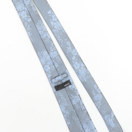 Next Men's Blue Floral Woven Tie Pointed Design One Size