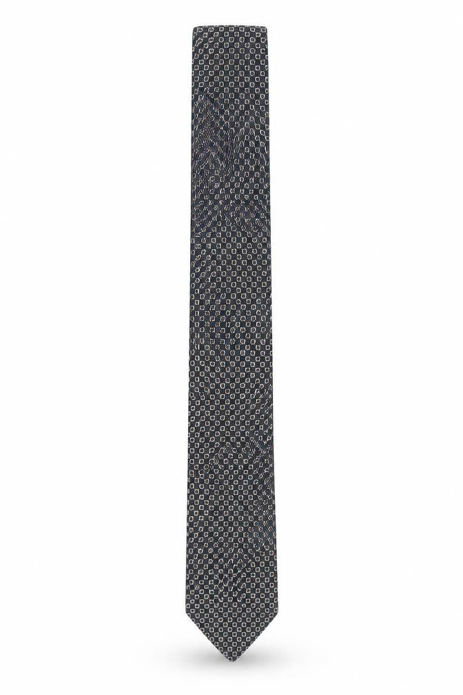 Front view of Next Men's Blue Geometric Silk Slim Tie One Size