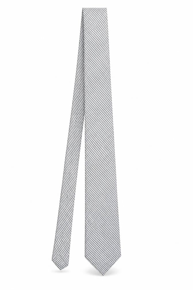 Front view of Joe Men's Grey Striped Slim Silk Tie