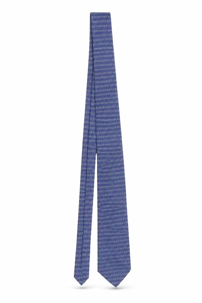Front view of Savatini Men's Blue Geometric Slim Tie 100% Polyester