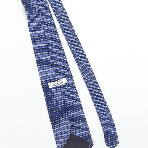 Savatini Men's Blue Geometric Slim Tie 100% Polyester