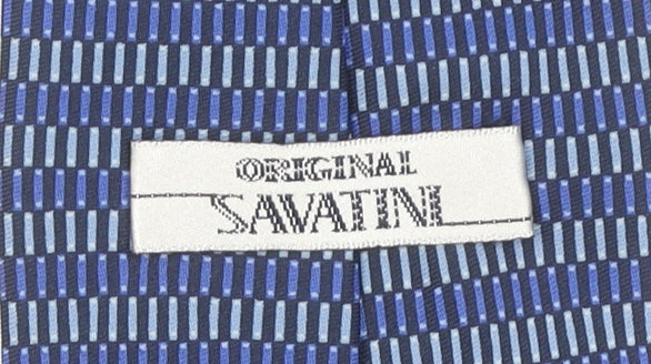 Savatini Men's Blue Geometric Slim Tie 100% Polyester