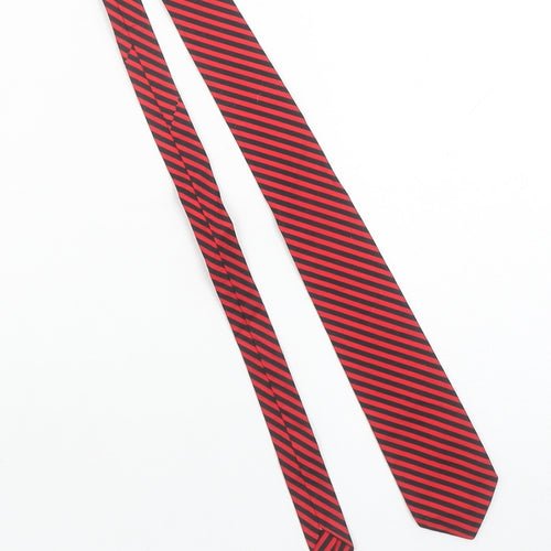 Carnaval de Paris Men's Black & Red Striped Pure Silk Tie One Size