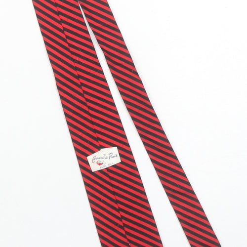 Carnaval de Paris Men's Black & Red Striped Pure Silk Tie One Size