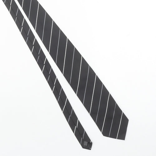 Amici Men's Black Striped Slim Polyester Tie