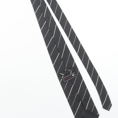 Amici Men's Black Striped Slim Polyester Tie