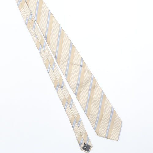 Baumler Men's Beige Blue Striped Silk Tie