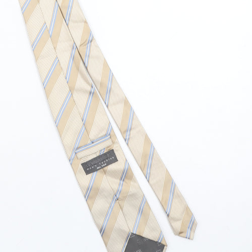 Baumler Men's Beige Blue Striped Silk Tie
