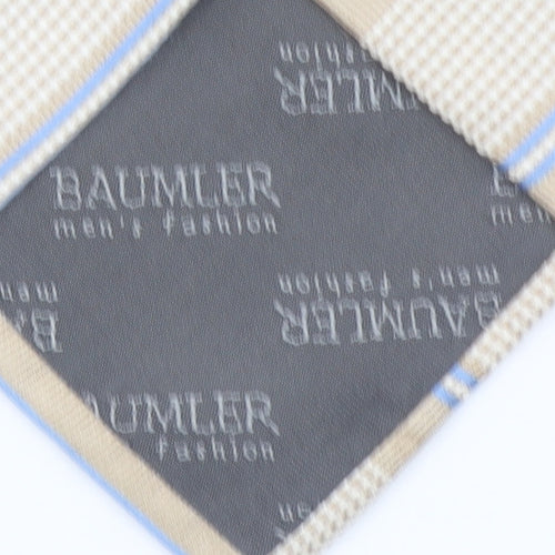 Baumler Men's Beige Blue Striped Silk Tie