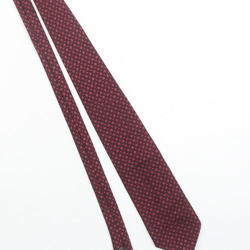 Canda Men's Burgundy Geometric Polyester Slim Tie