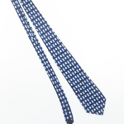 Renaissance Men's Blue Geometric Slim Tie 100% Polyester