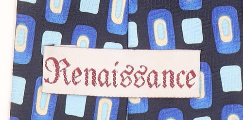 Renaissance Men's Blue Geometric Slim Tie 100% Polyester