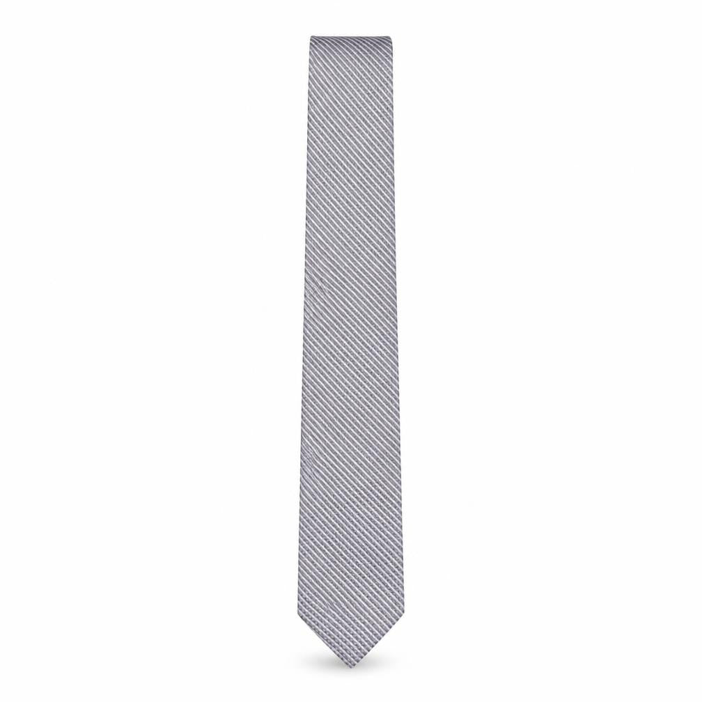 Front view of Wolsey Men's Grey Geometric Woven Slim Tie – One Size Polyester