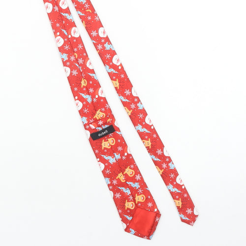 Dobell Men's Red Christmas Print Polyester Tie One Size