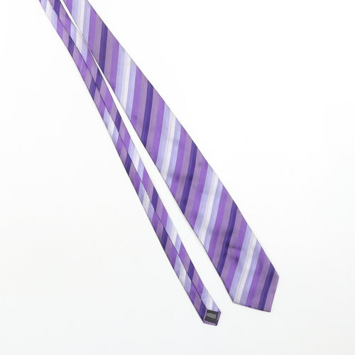 Daniel Hechter Men's Purple Striped Silk Slim Tie One Size