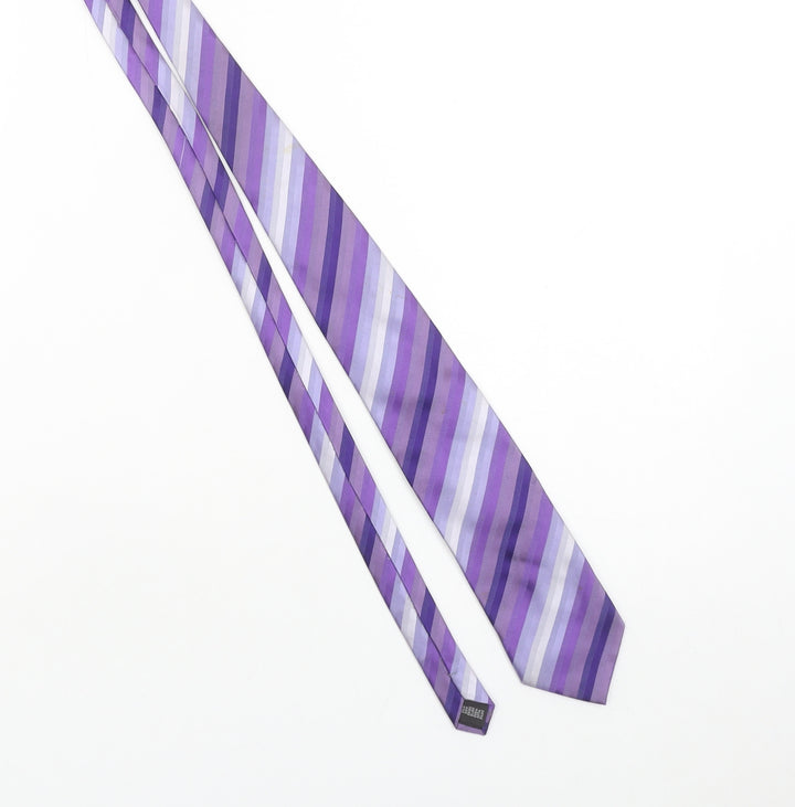 Daniel Hechter Men's Purple Striped Silk Slim Tie One Size