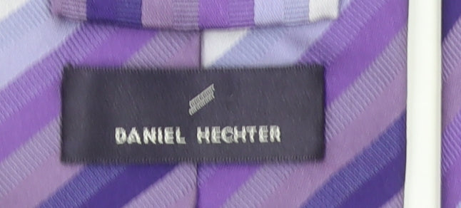 Daniel Hechter Men's Purple Striped Silk Slim Tie One Size