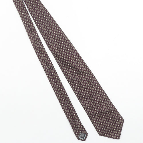 Woodbury Men's Burgundy Geometric Silk Tie Made in Italy 176cm