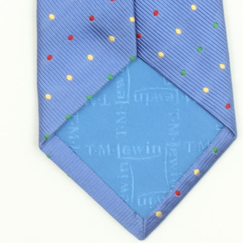 T.M. Lewin Men's Blue Polka Dot Silk Tie - Elegant Designer Style