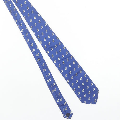 Jermyn Street Men's Blue Silk Patterned Tie Handmade in Italy