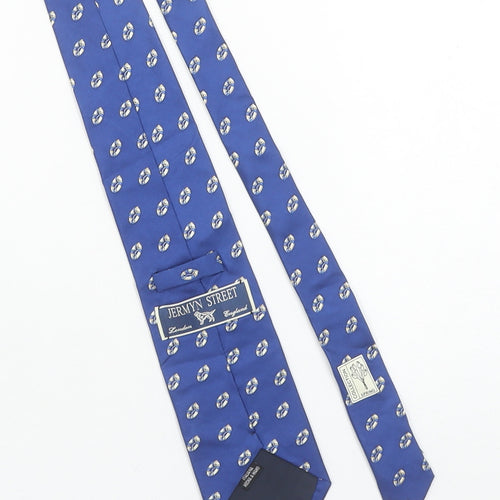 Jermyn Street Men's Blue Silk Patterned Tie Handmade in Italy