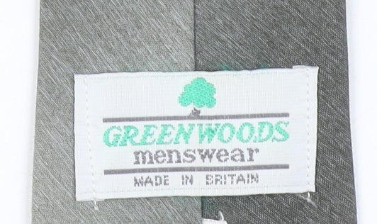 Greenwoods Mens Grey Slim Tie Woven 100% Polyester Made in Britain