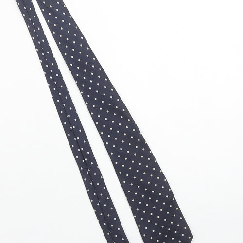 Hornes Men's Blue Polka Dot Slim Silk Tie