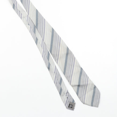 Giorgio Armani Men's Grey Striped 100% Silk Tie Made in Italy