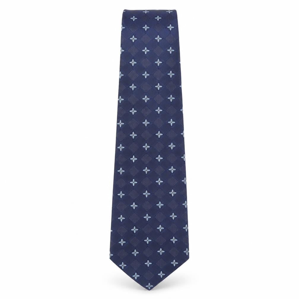 Front view of Armando Men's Blue Geometric Polyester Tie – Classic Patterned Style