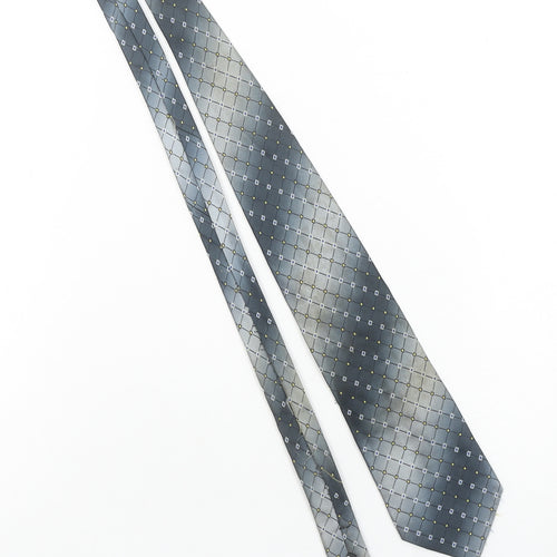 Canda Men's Grey Geometric Pattern Pointed Tie - One Size