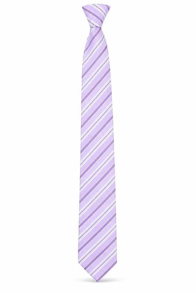 Front view of Park Avenue Men's Purple Striped Slim Silk Tie