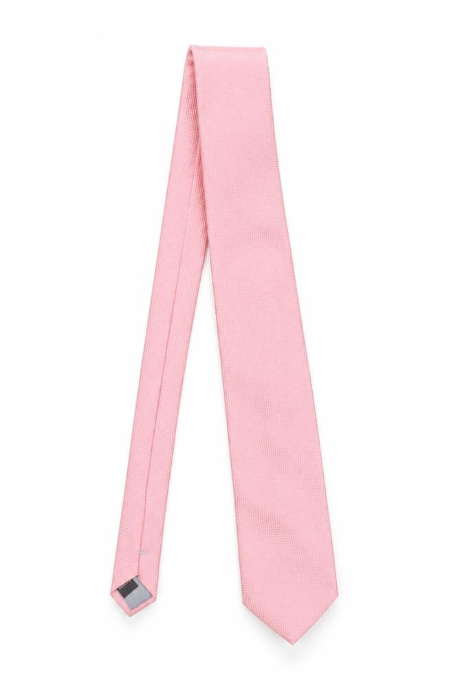 Front view of Puccini Men's Pink Slim Tie in 100% Microfibre – One Size