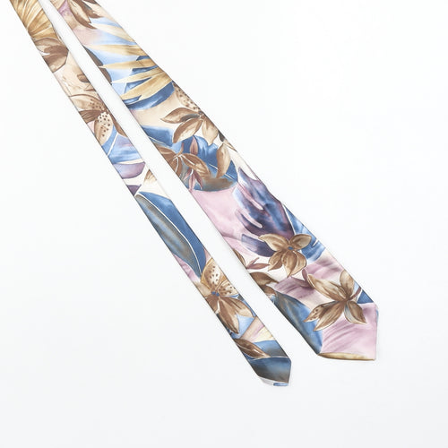 Jonelle Men's Blue Beige Floral Polyester Slim Tie 176cm