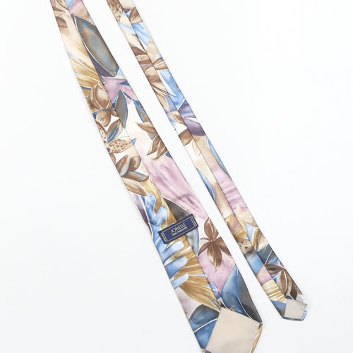 Jonelle Men's Blue Beige Floral Polyester Slim Tie 176cm