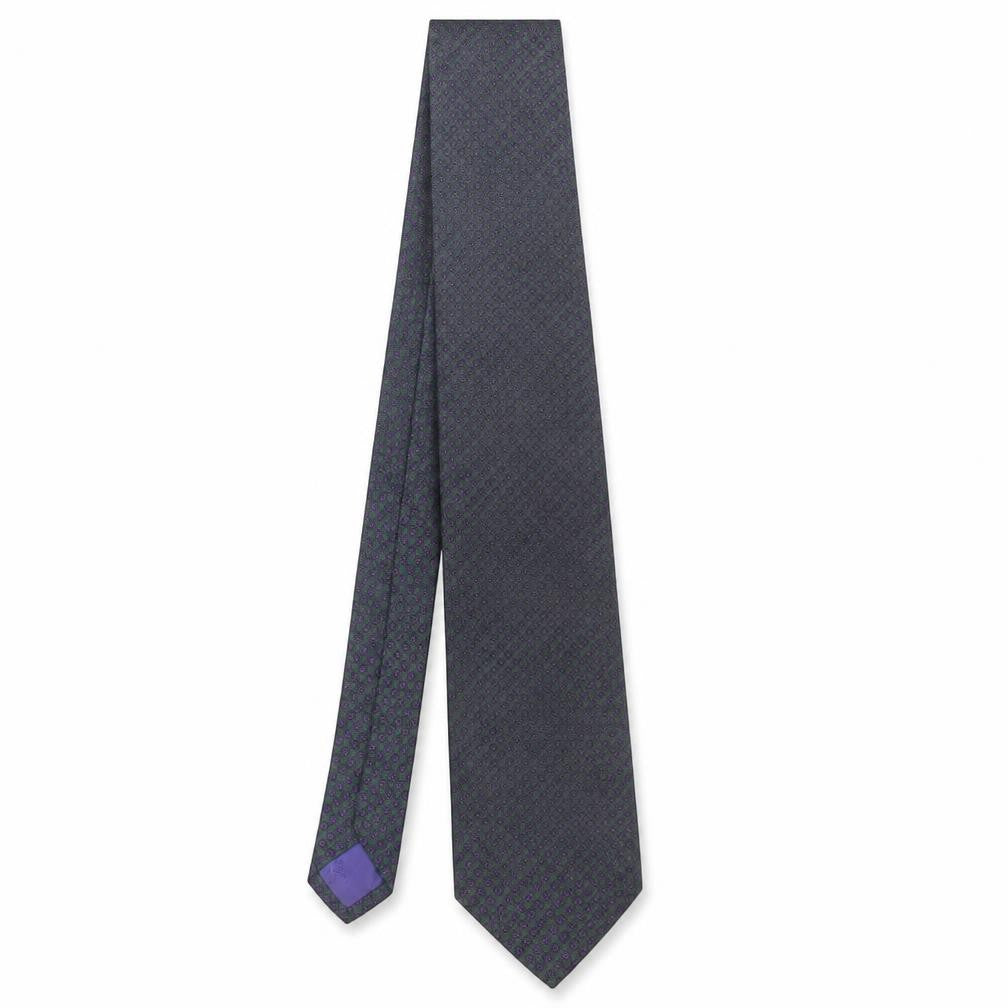 Front view of Austin Reed Men’s Green Silk Geometric Woven Designer Tie