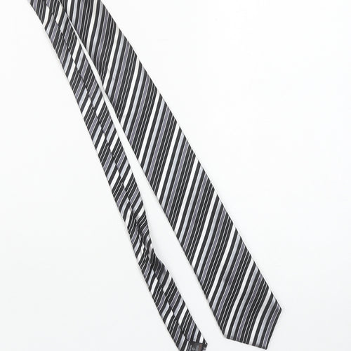 Next Men's Black Striped Slim Silk Tie