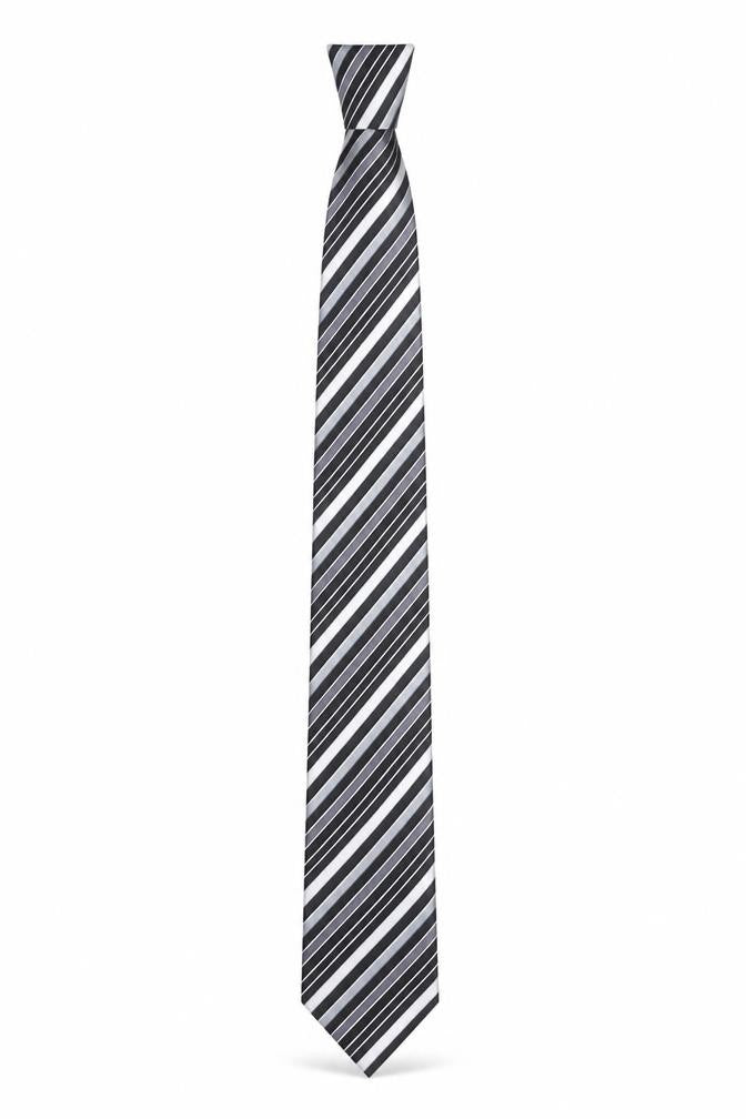 Front view of Next Men's Black Striped Slim Silk Tie