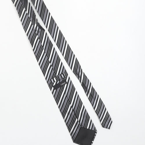Next Men's Black Striped Slim Silk Tie