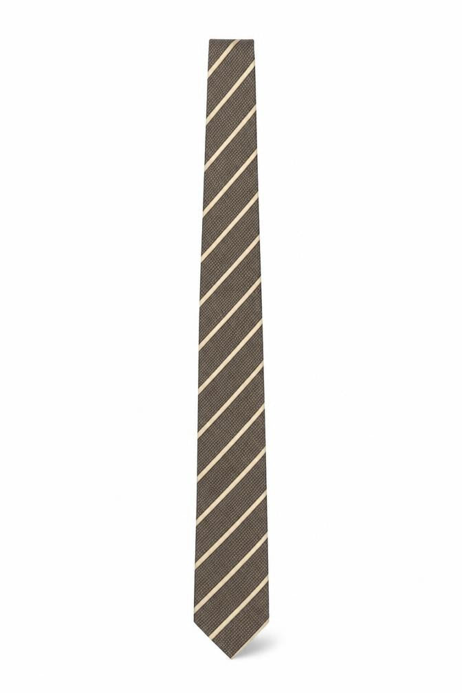 Front view of Skopes Men's Brown Striped Polyester Pointed Tie One Size
