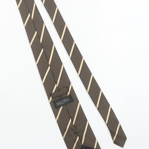 Skopes Men's Brown Striped Polyester Pointed Tie One Size