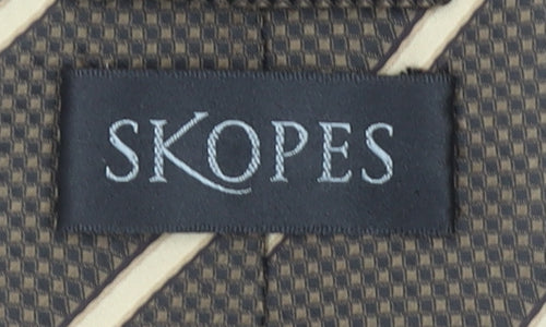 Skopes Men's Brown Striped Polyester Pointed Tie One Size