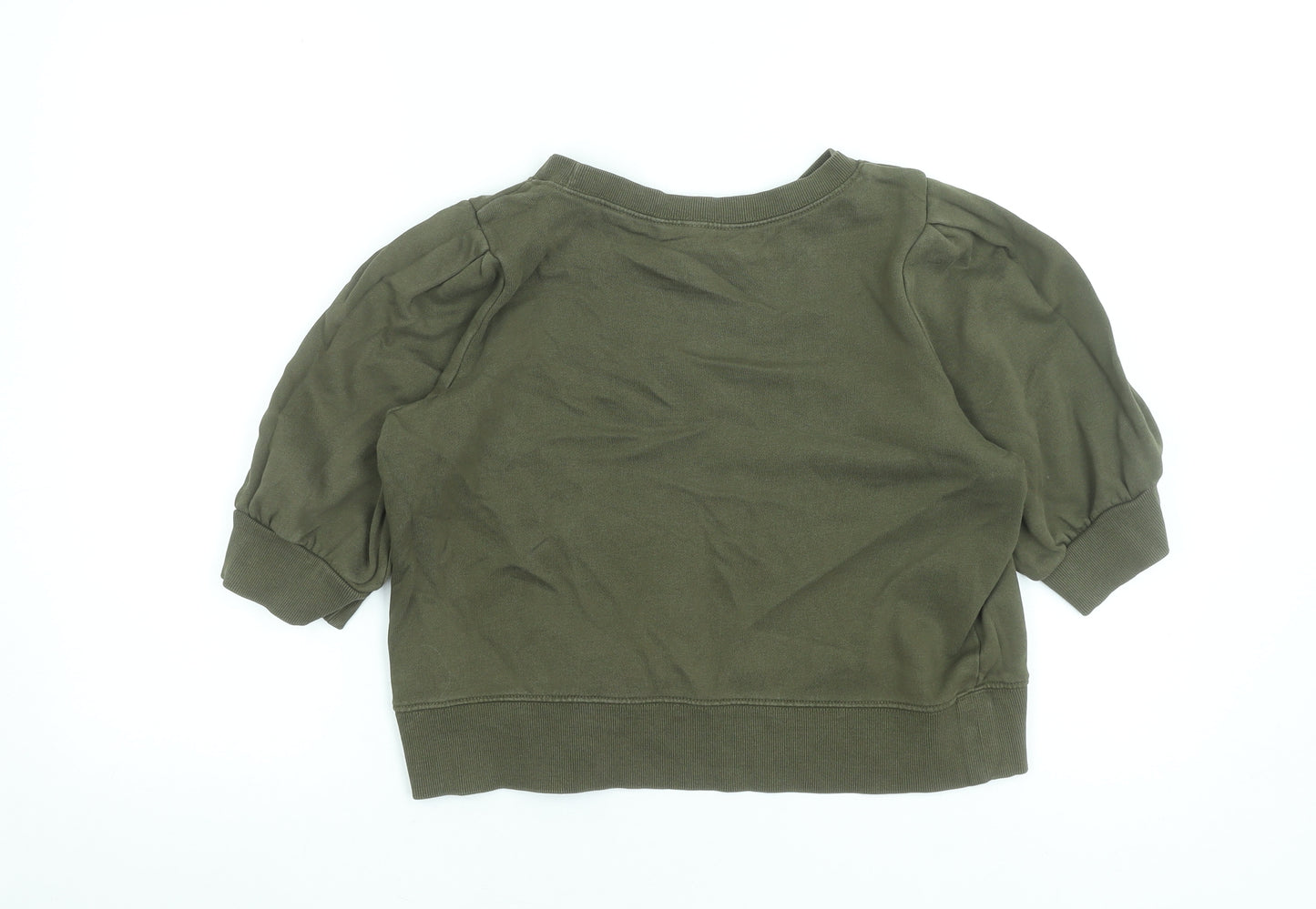 H&M Women's Khaki Green Short Sleeve Pullover Sweatshirt Size S