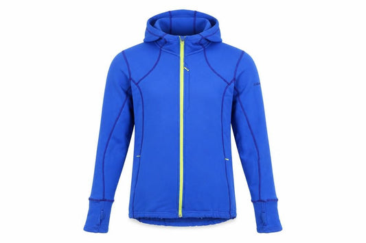 Front view of Avalanche Men's Blue Softshell Hooded Jacket, size S, Lightweight