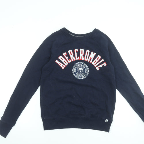 Abercrombie & Fitch Men's Blue Small Crew Neck Pullover Sweatshirt