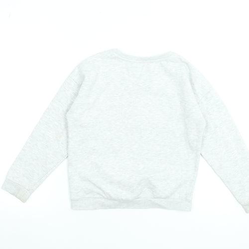 Barbie Girls Grey Pullover Sweatshirt 10 Years Graphic Print Cotton Blend