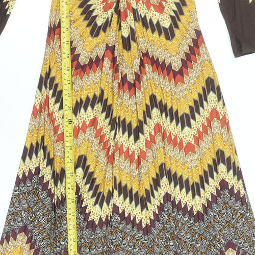 Wallis Women's Multicoloured A-Line Midi Dress Size 8 Retro Chevron Pattern