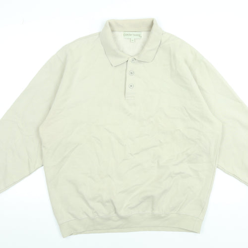 Country Trader Women’s Beige Henley Sweatshirt M Cotton Blend