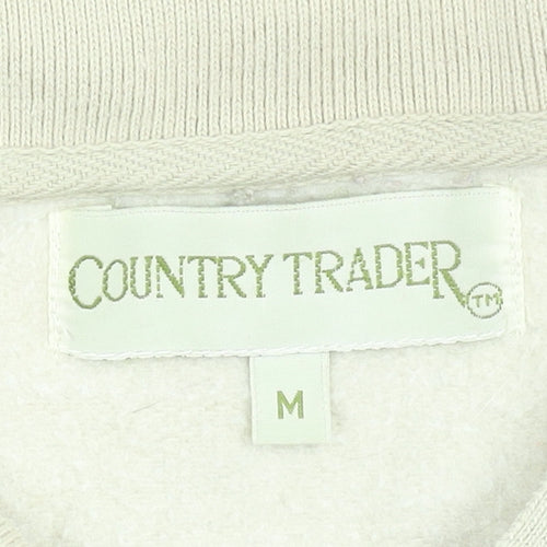 Country Trader Women’s Beige Henley Sweatshirt M Cotton Blend